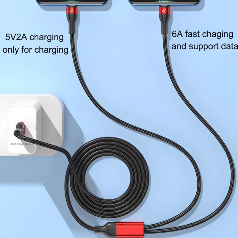 2 in1 Type-C Splitter Cable Charging Line for 2 UsbC Devices-image