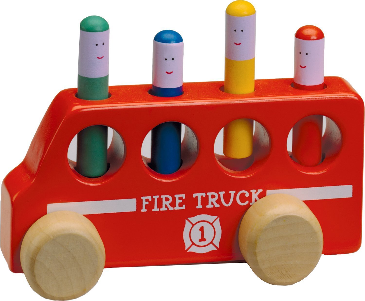 Wooden Pop Up Toy for Toddlers Colorful Firefighters Classic Learning Game