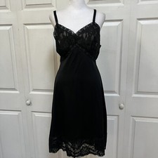 Vintage Sears Black Nylon and Lace Nightgown Size 38