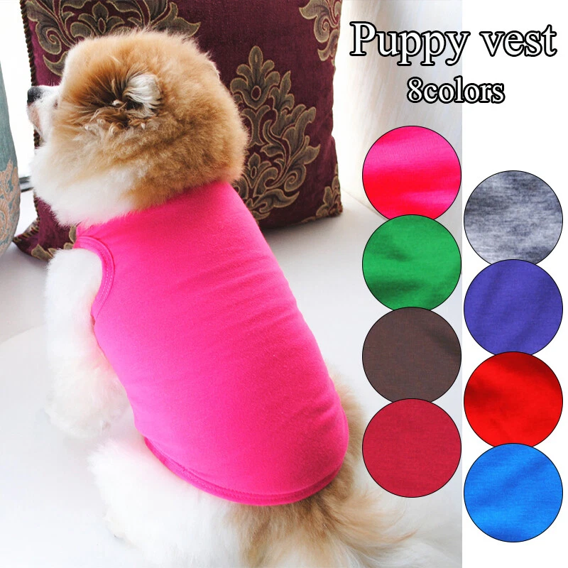 Pet Vest Puppy Summer Clothes Dog Cat T Shirt Solid Outfit Apparel Costu - Image 3 of 4