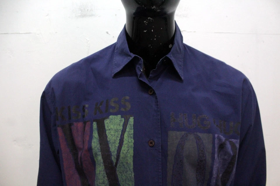 Camisa Moschino Hombre Talla M Azul Algodón Manga Larga Logo Foto 2 de 4