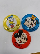 Vintage 1980s Mickey Mouse, Donald Duck, Goofy - 3 1/4" Pinback Buttons