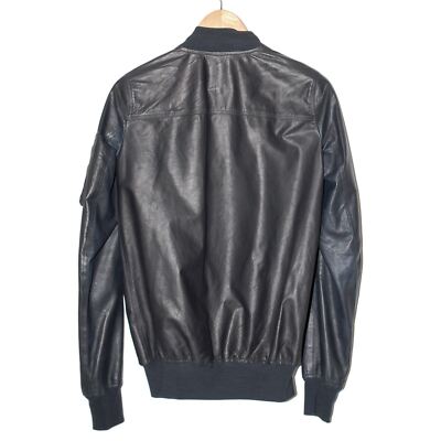 Rick Owens Women Blue Jacket Leather Long Sleeve Zip Biker
