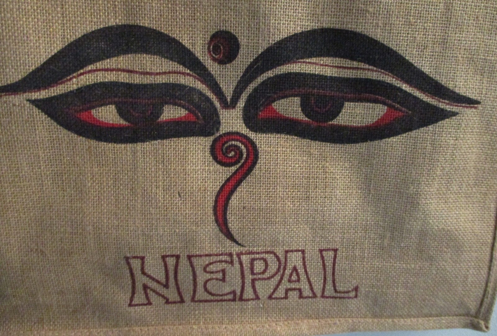 Vintage Kathmandu Nepal Burlap Shoulder Purse Tote Ba… Gem