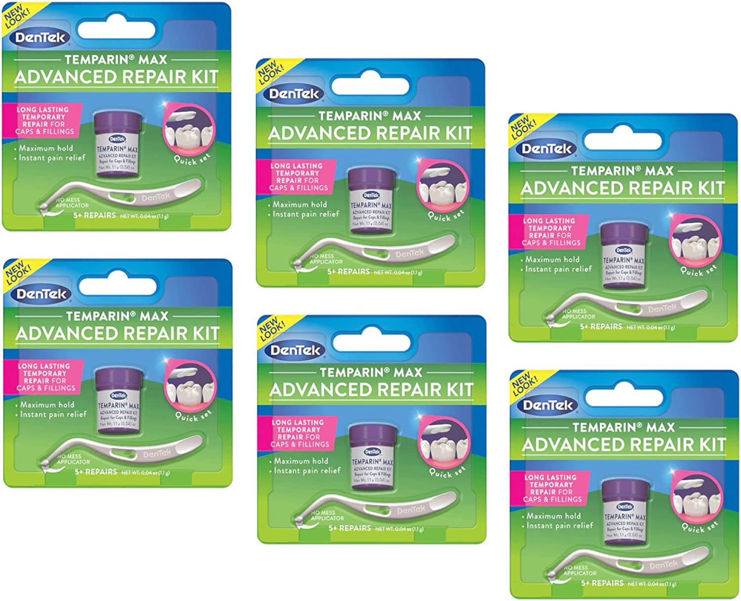 Dentek Temparin Max Lost Filling and Loose Cap Tooth Repair Kit .6-Pack