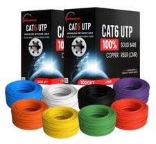 500FT/1000FT CAT6 ETL CMR Ethernet Cable UTP Solid Copper Wire 23AWG 550MHz LOT