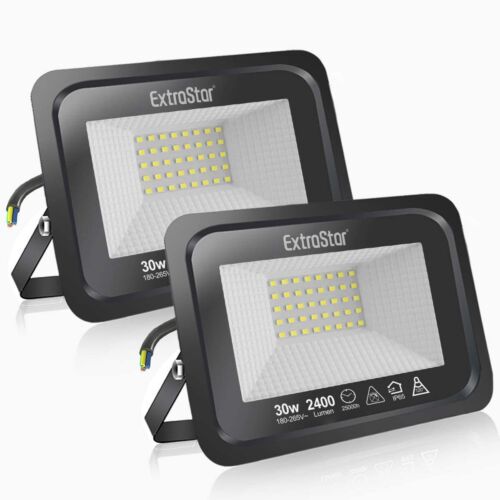 EXTRASTAR 30W LED Floodlight Outdoor, 2400LM Super Bright LED Security Lights, I - Picture 1 of 7