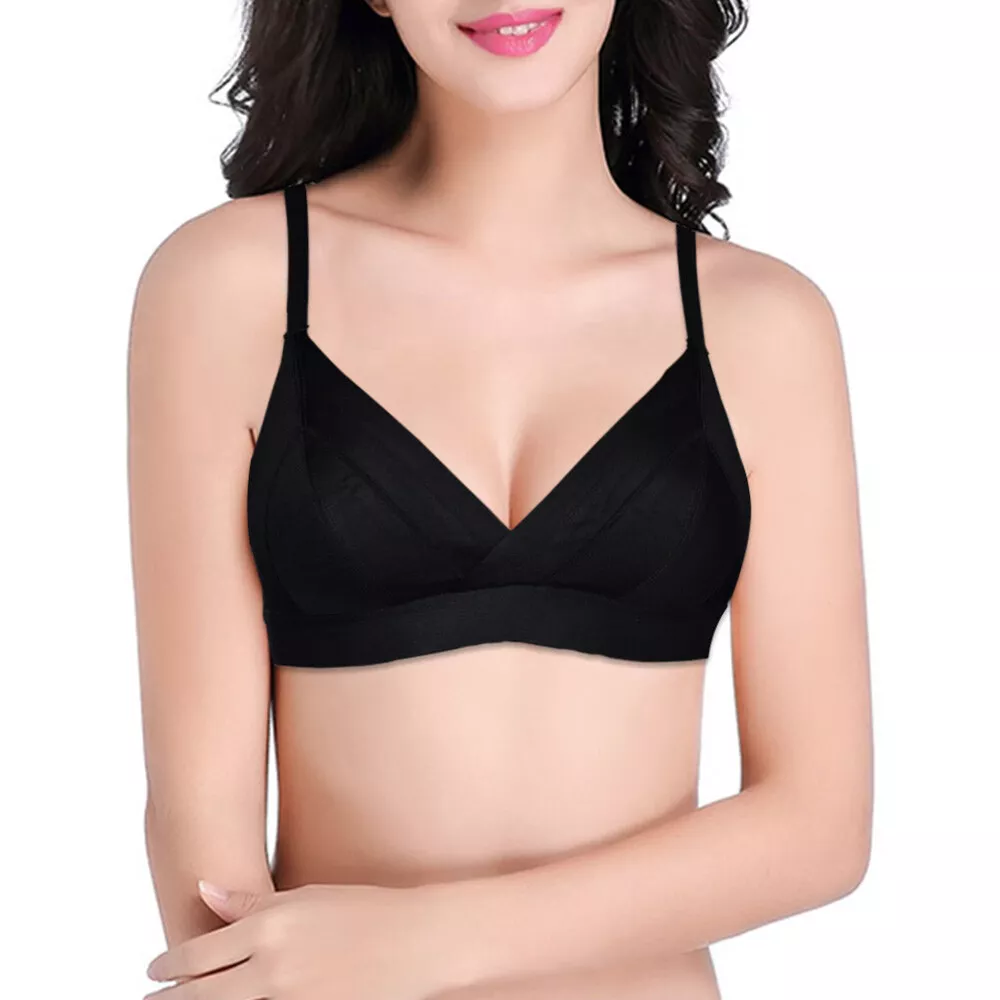 Women Bras Soft Cup Wireless Brassiere V Neck Lingerie Bralette 28-38 AA A  B C D