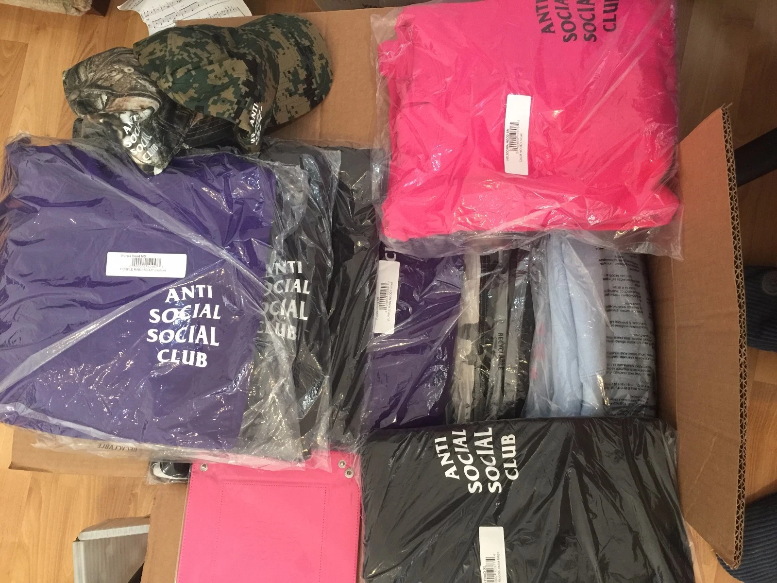 A BATHING APE (BAPE) Felpa con cappuccio nera DS Anti Social Club ASSC logo blu felpe fredde a mano BAPE