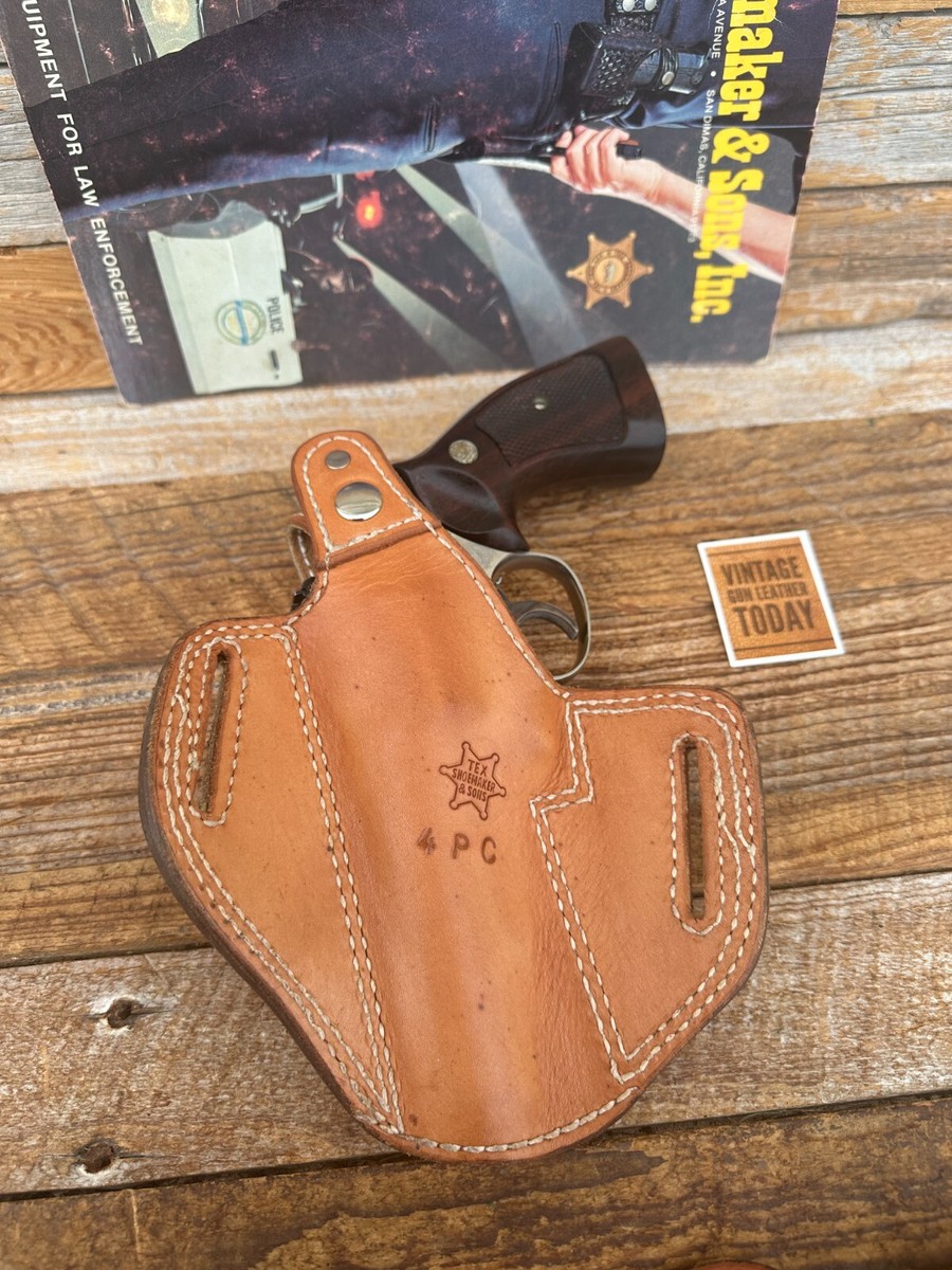 Vintage Tex Shoemaker 4PC Leather OWB Lined Holster For 4