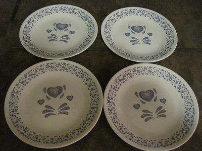 CORELLE 'BLUE HEARTS' 6¾ B & B  PLATES,  SET OF (4),(2) SETS AVAILABLE, EUC
