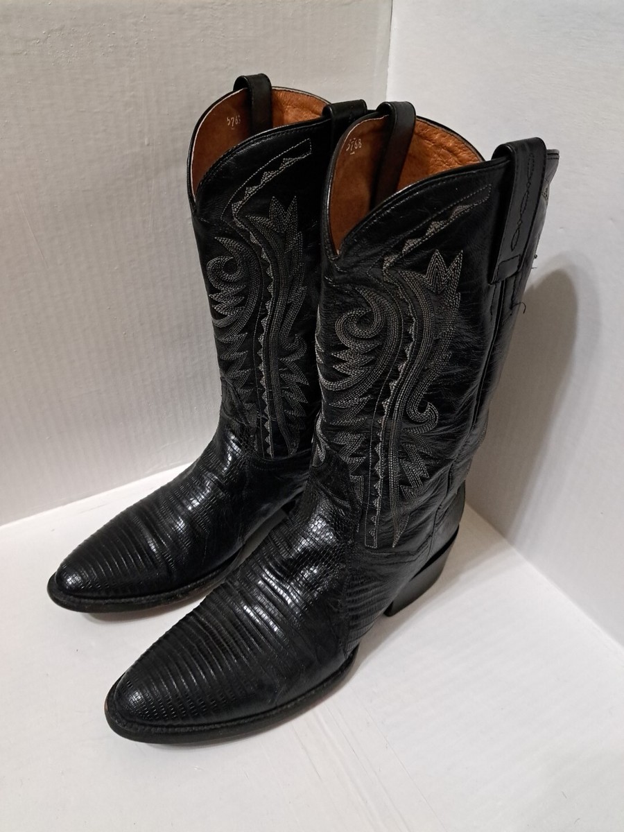 Dan Post Black Lizard Leather Cowboy Western Boots Mens Size  display picture 1
