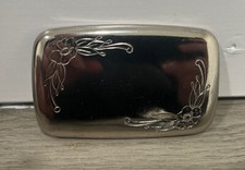 Generic Rectangle Silver Belt Buckle With Flowers Made In The USA