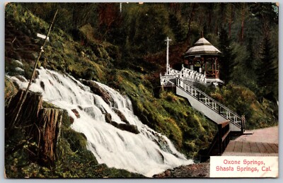 Oxone Springs Waterfall SHASTA SPRINGS California CA Unposted VINTAGE Postcard