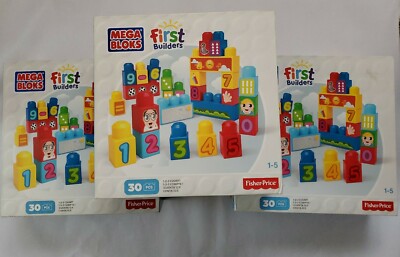 3 New Fisher Price Mega Bloks First Builders 30 PCS Set Learn To Count - Lot