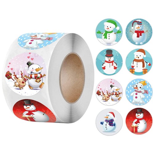 100-500pcs Christmas Stickers Printable Labels Stickers 8 Designs Pattern Cartoo