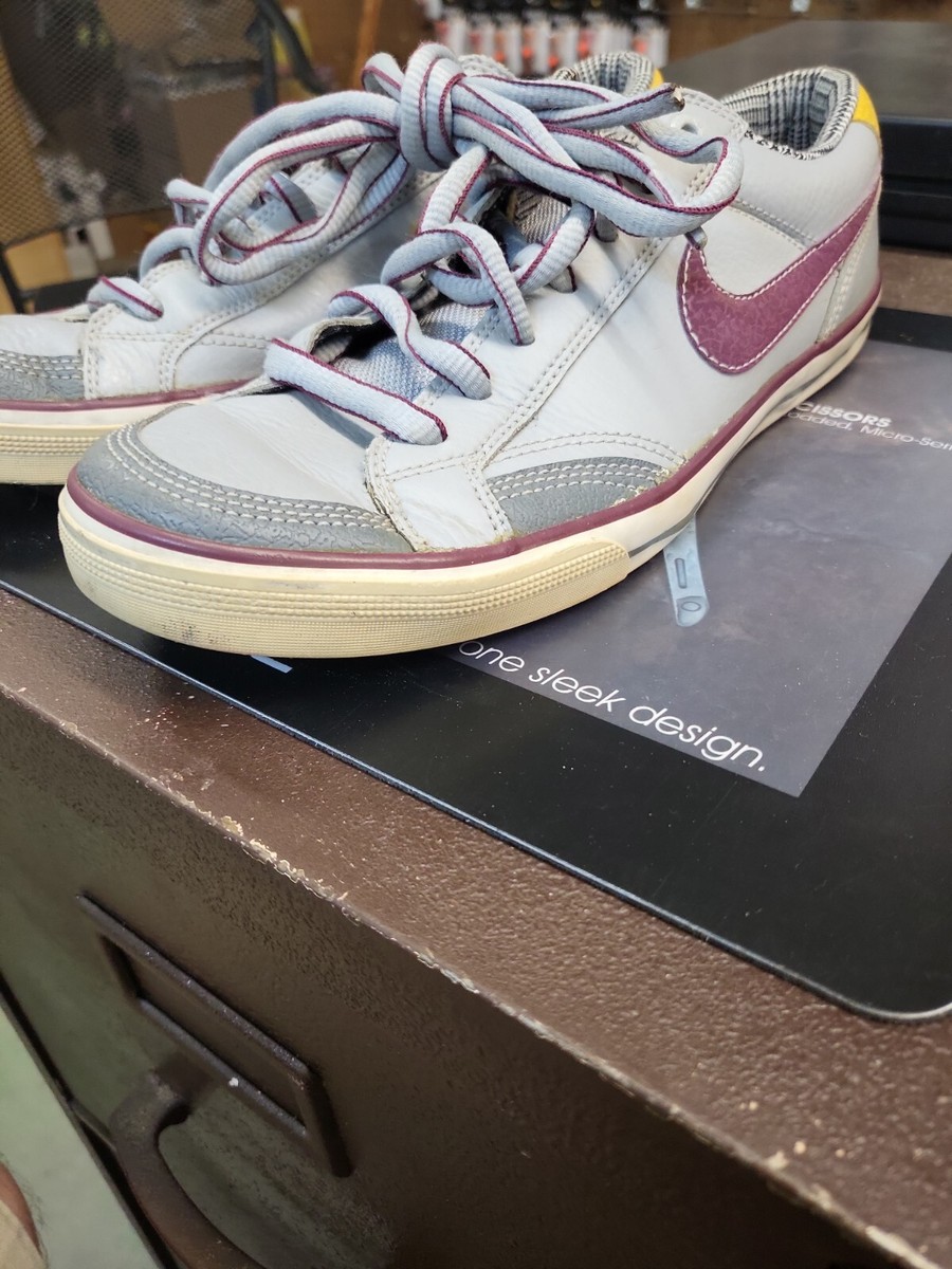 Nike Capri II Womens Sz 7.5 Gray Leather with Burgundy Swoosh Athletic  Sneakers | eBay
