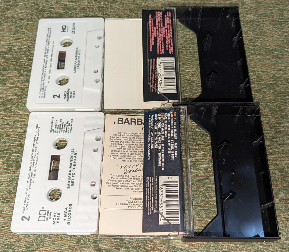 Barbara Mandrell - Get to the Heart + Greatest Hits Cassette Set Lot Foto 2 de 4