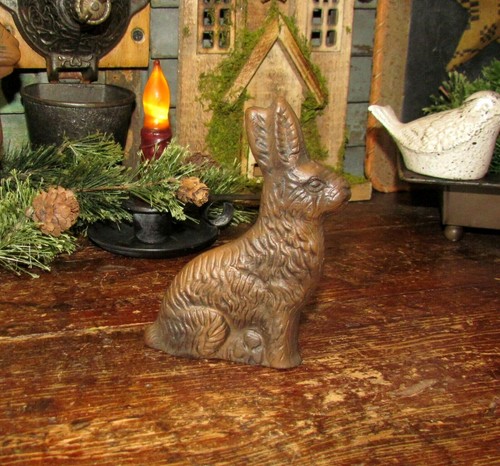 Primitive Chocolate Bunny Rabbit Resin Mold Figurine ~ 5" Double Sided Farmhouse - Picture 11 of 13