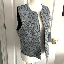 NWT Vintage 90s Norton McNaughton Tapestry Structured Full Zip Gray Vest sz 8