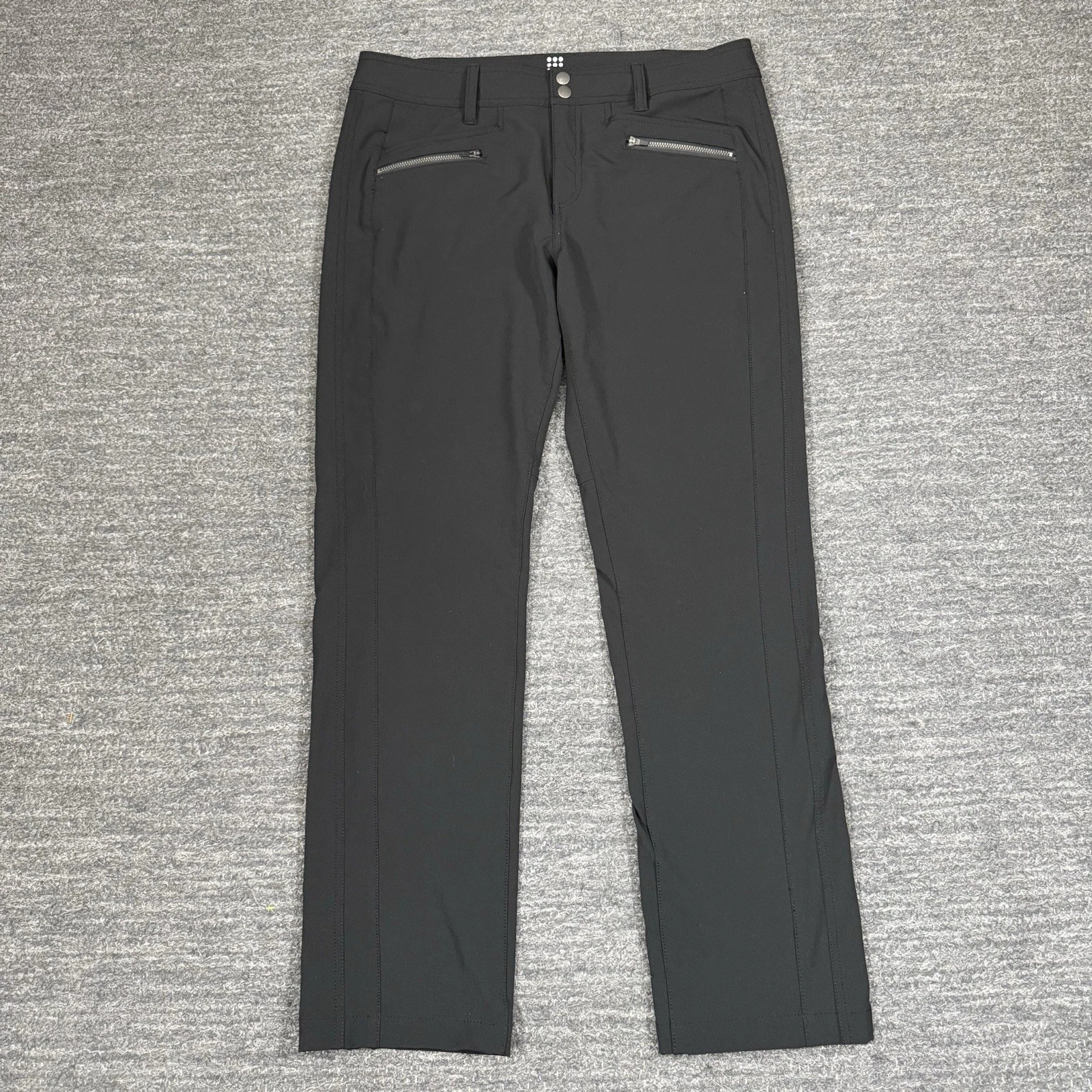 Title Nine Pants Women 12 Black Genie Brushed Softshell Hiking Zippered Pockets