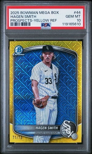 2025 BOWMAN MEGA BOX HAGEN SMITH /75 PROSPECTS-YELLOW REF POP 1 PSA 10 - Picture 6 of 6