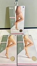 Silk Impressions Sheer Control Top Pantyhose XXXL Beige Coffee Bean 6 Pairs New