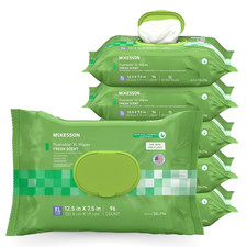 Mckesson Flushable Adult Wet Wipes XL, Scented, 576 Wipes 6 Pack of 96 