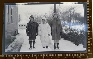 Vintage Photo NEGATIVE Children Wearing Winter Clothing Cold Weather Fashion