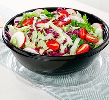 5 Quart Plastic Disposable Large Salad Bowl/lid, New, Set Of 8