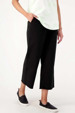 Denim  Co. Reg EasyWear Twill Frayed Hem Wide Leg Pant Black