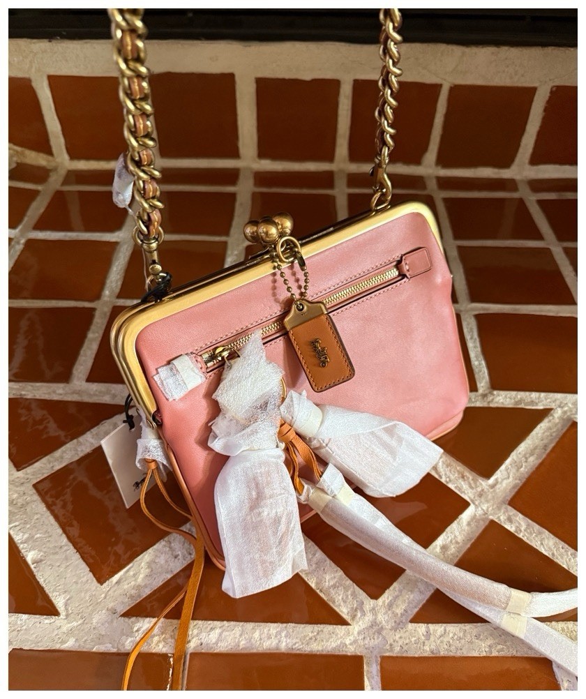 COACH 1941 RUNWAY CROSSBODY PINK/ORANGE DOUBLE FRAME LEATHER