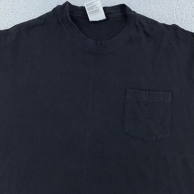 Vintage 90s Hanes Blank Black Pocket T-Shirt OVERSIZED Mens Large
