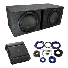 Car Stereo Vented Port Dual 10" Alpine S-W10D2 Sub Box New & S-A60M Amp