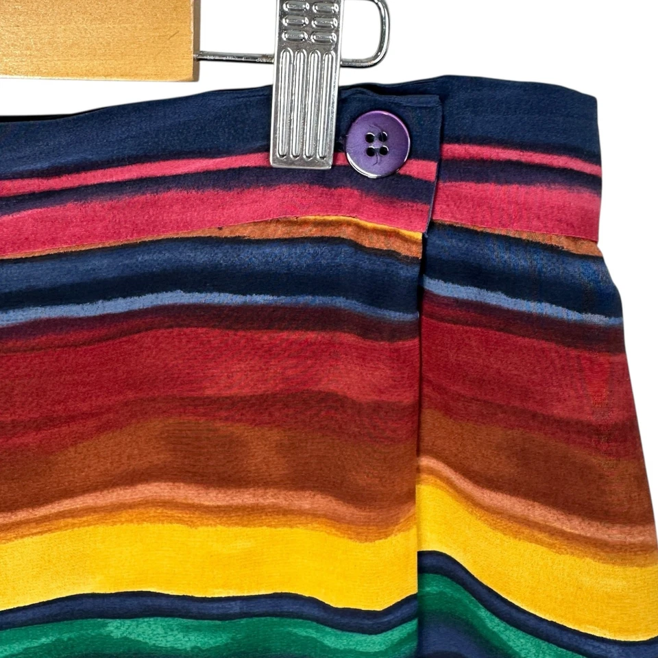 Chaus Maxi 铅笔裙女式 14 码人造包裹丝绸水彩条纹艺术  — 第 2/4 张图片