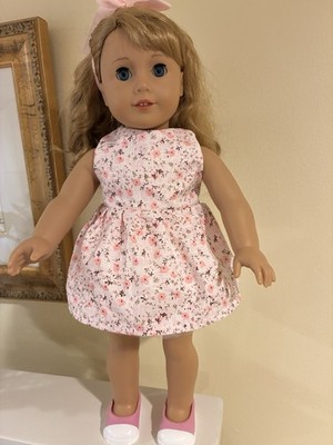 American Girl Doll Courtney Moore Curly Blonde Hair Blue Eyes with Outfits Nice!