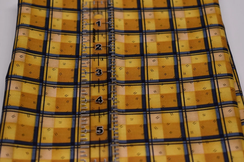1 yard x 45" yellow blue plaid fabric DEBBIE MUMM ssi MASCULINE fall autumn - Image 4 of 4