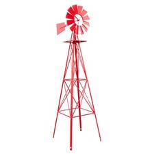 8ft Metal Windmill Garden Ornamental Windmill Weather Resistant Outdoor Decors