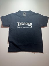 Thrasher Kids T-Shirt XS Black Skateboard Magazine Logo Tee Authentic