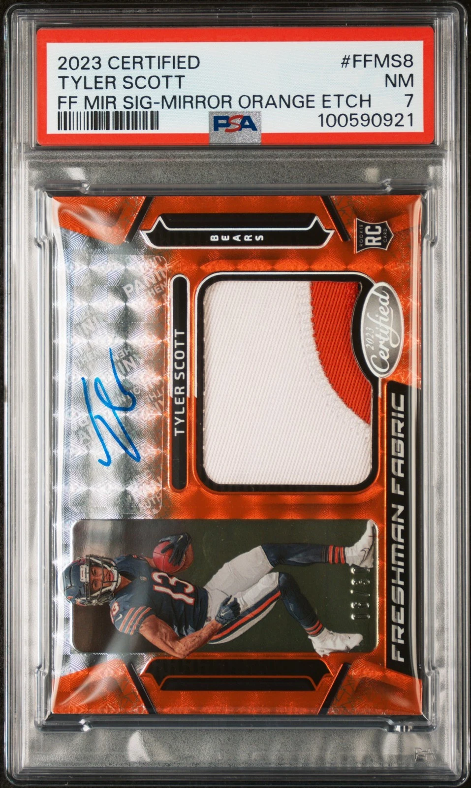 Tyler Scott Panini Certified Freshman Fabric Mirror Signature #FFMS8 Mirror Orange Etch