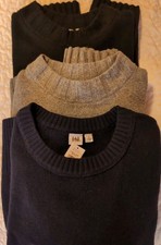 TRIO OF GAP CASHSOFT RELAXED CREWNECK NAVY, CHARCOAL, BLACK SIZE MEDIUM BNWT