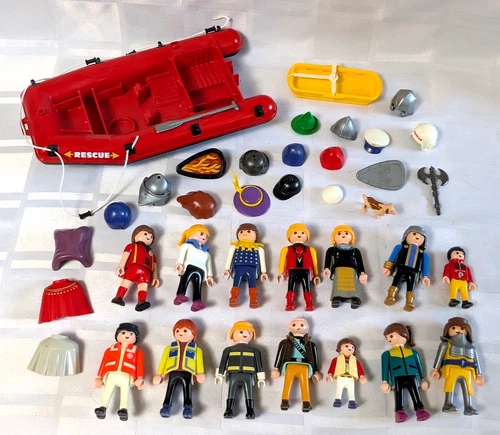 PLAYMOBIL MIXED VINTAGE PLAY TOY LOT FIGURES ACCESSORIES BOAT MEDIEVAL PEOPLE