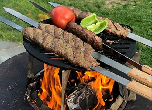 Heavy-Duty 8-Piece BBQ Skewers Set, 23" Stainless Steel Flat Skewers with Wooden - Afbeelding 7 van 8