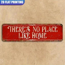Vintage No Place Like Home Metal Wall Sign Rustic Tin Plaque Housewarming Gift