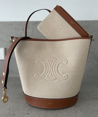 Celine Sailor Bucket Bag Triomphe Tasche Kalbsleder Natur/TAN