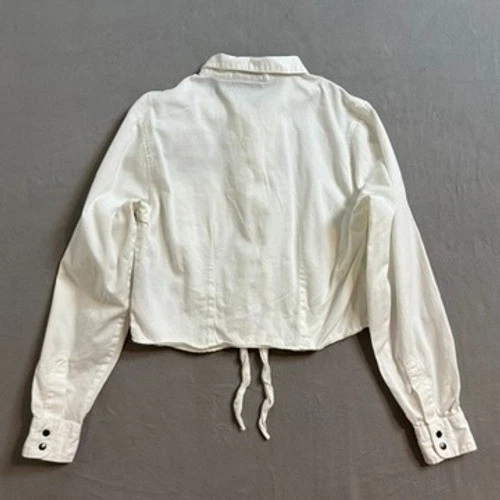 Camisa corta Harley Davidson para mujer blanca con corbata delantera manga larga abotonada L Foto 2 de 4