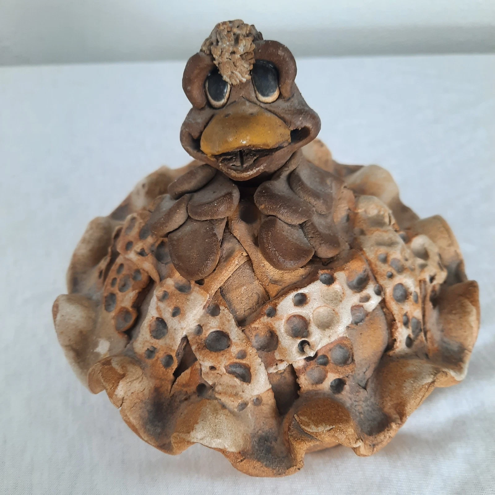 Vintage Hindt Pottery Chicken Pie Trinket Dish- Handcrafted Folk Art 5.5 IN