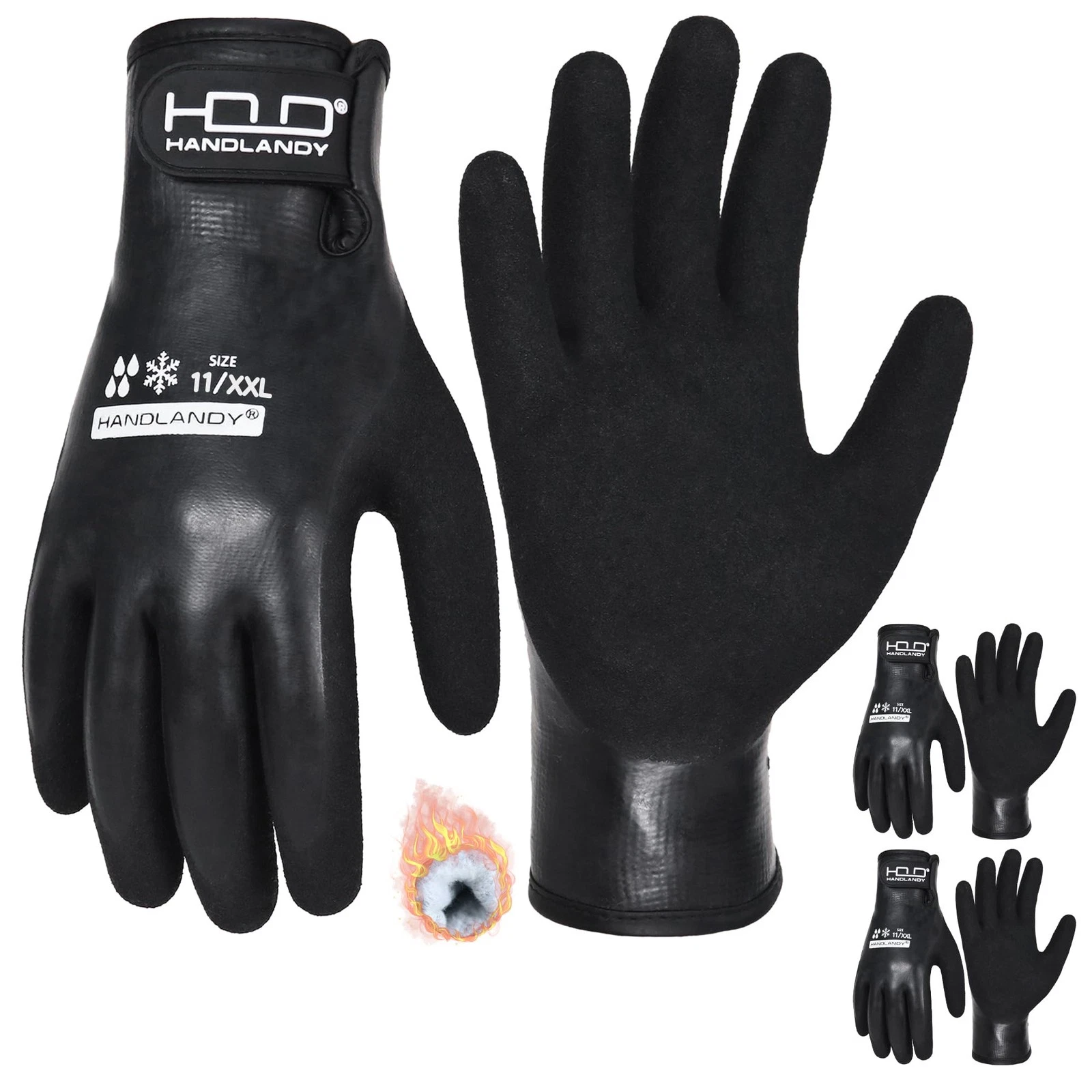 2 Pairs Waterproof Work Gloves for Cold Weather, Insulated Winter Freezer Wor...