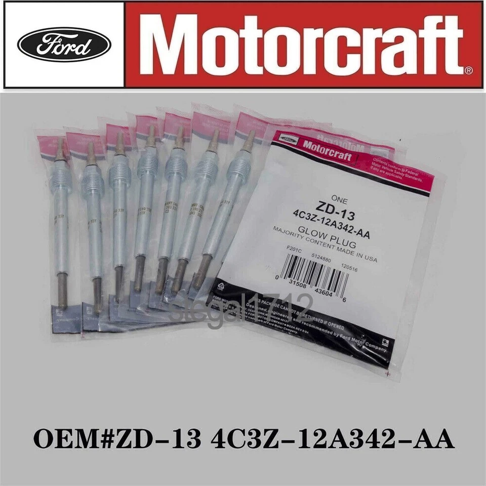 8pcs Genuine OEM ZD13 Glow Plugs FOR 04-10 Powerstroke 6.0L 4C3Z-12A342-AA USA Foto 2 de 4