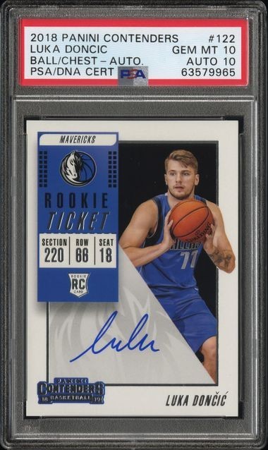 2018 Panini Contenders Luka Doncic Rookie Ticket Auto #122 PSA 10 Rookie RC